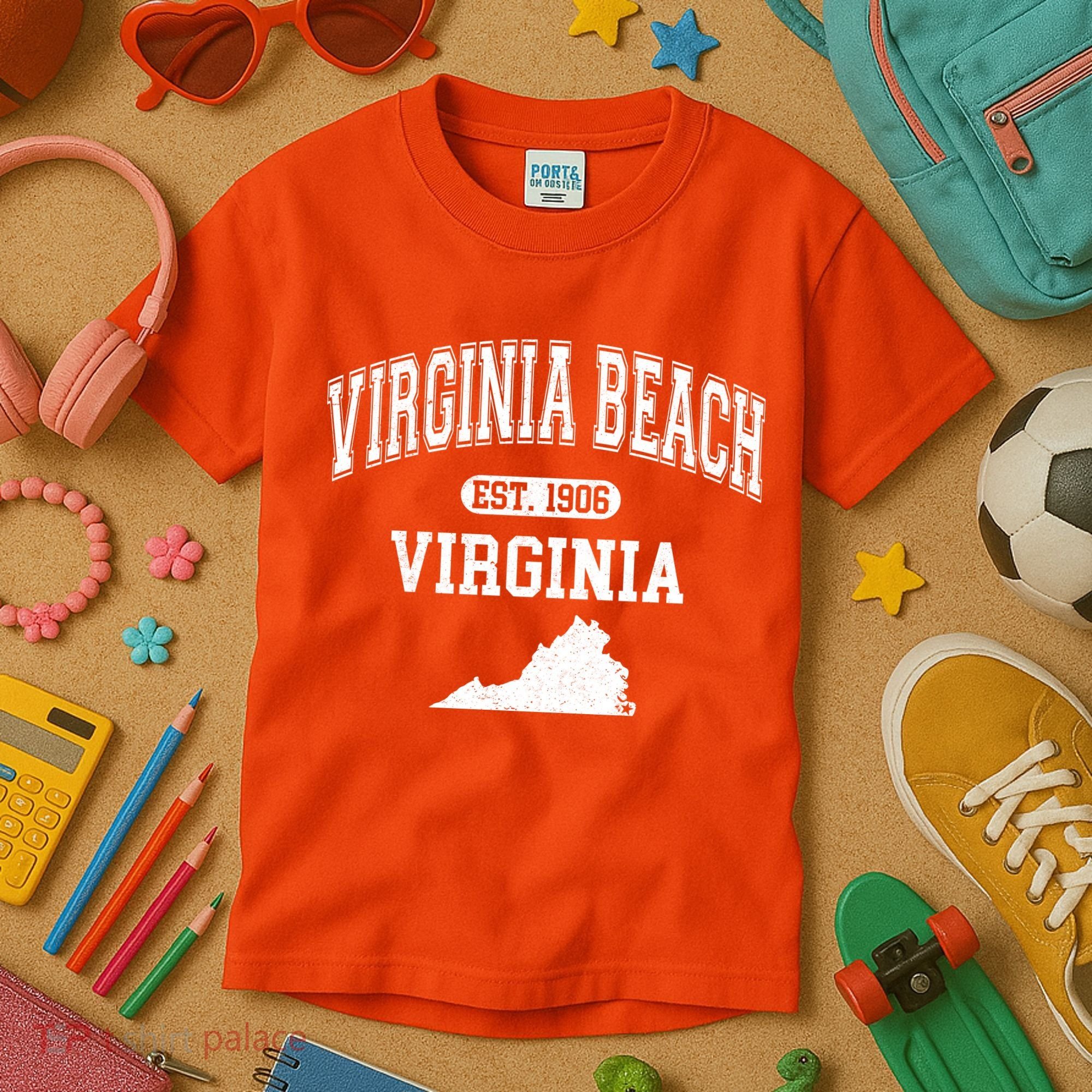 Virginia Beach Virginia Est 1906 Varsity Kids T-Shirt