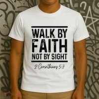 Vintage Bible Verse Walk Faith Not By Sight Christian T-Shirt thumb 3