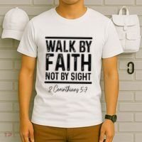 Vintage Bible Verse Walk Faith Not By Sight Christian T-Shirt thumb 6