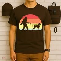 Vintage Bigfoot Walking Boxer Dog Sasquatch Funny Gifts T-Shirt thumb 6