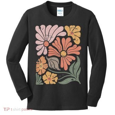 Vintage Boho Wildflower  Kids Long Sleeve Shirt
