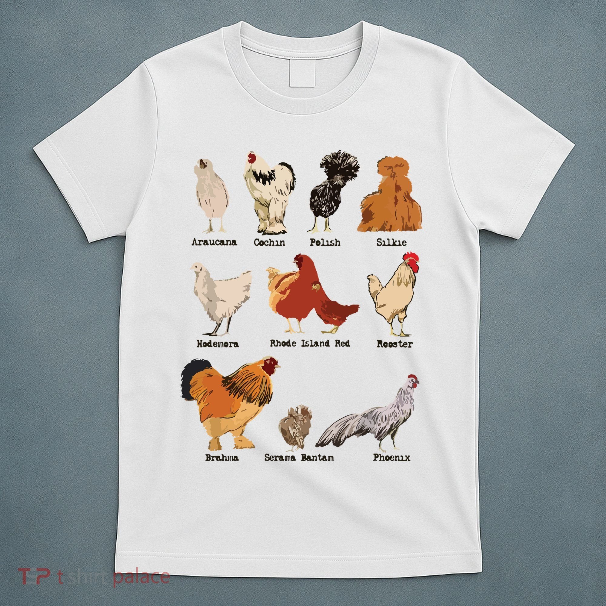 Vintage Chicken Breeds Farm Animals Day Support Local Farmer T-Shirt