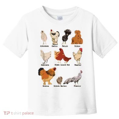 Vintage Chicken Breeds Farm Animals Day Support Local Farmer Toddler T-Shirt