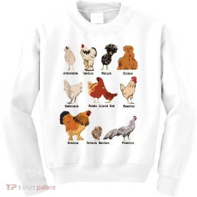 Vintage Chicken Breeds Farm Animals Day Support Local Farmer Kids Sweatshirt