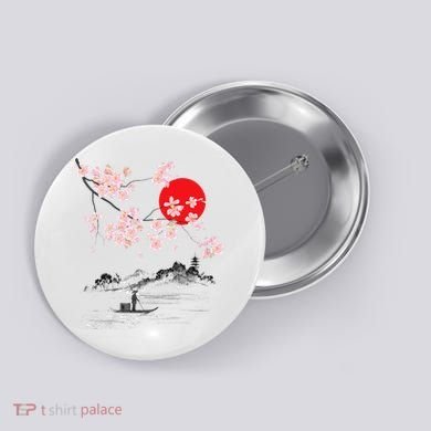 Vintage Cherry Blossom Sakura Japanese Art Sakura Button