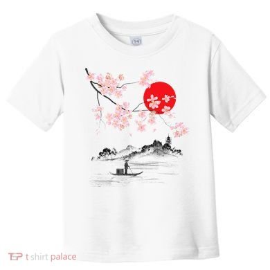 Vintage Cherry Blossom Sakura Japanese Art Sakura Toddler T-Shirt
