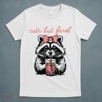 Vintage Cute But Feral Funny Raccoon With Coffee Lovers T-Shirt thumb 5