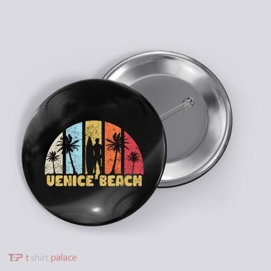 Vintage California Beach Retro Sunset Gift Button