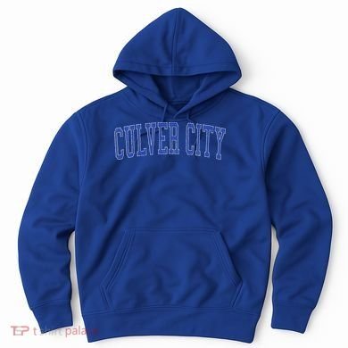 Vintage Culver City Ca Distressed Blue Varsity Style Hoodie