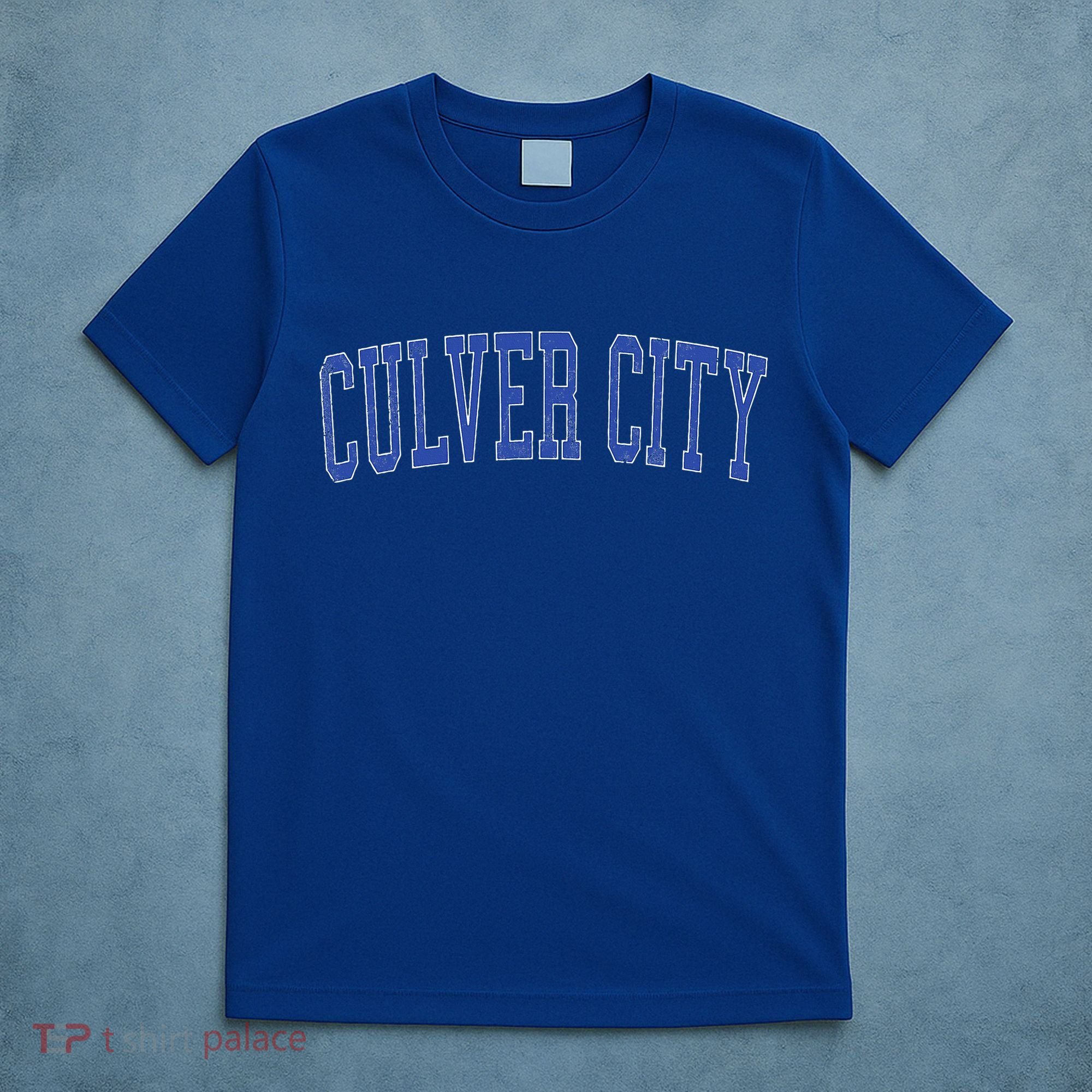Vintage Culver City Ca Distressed Blue Varsity Style T-Shirt