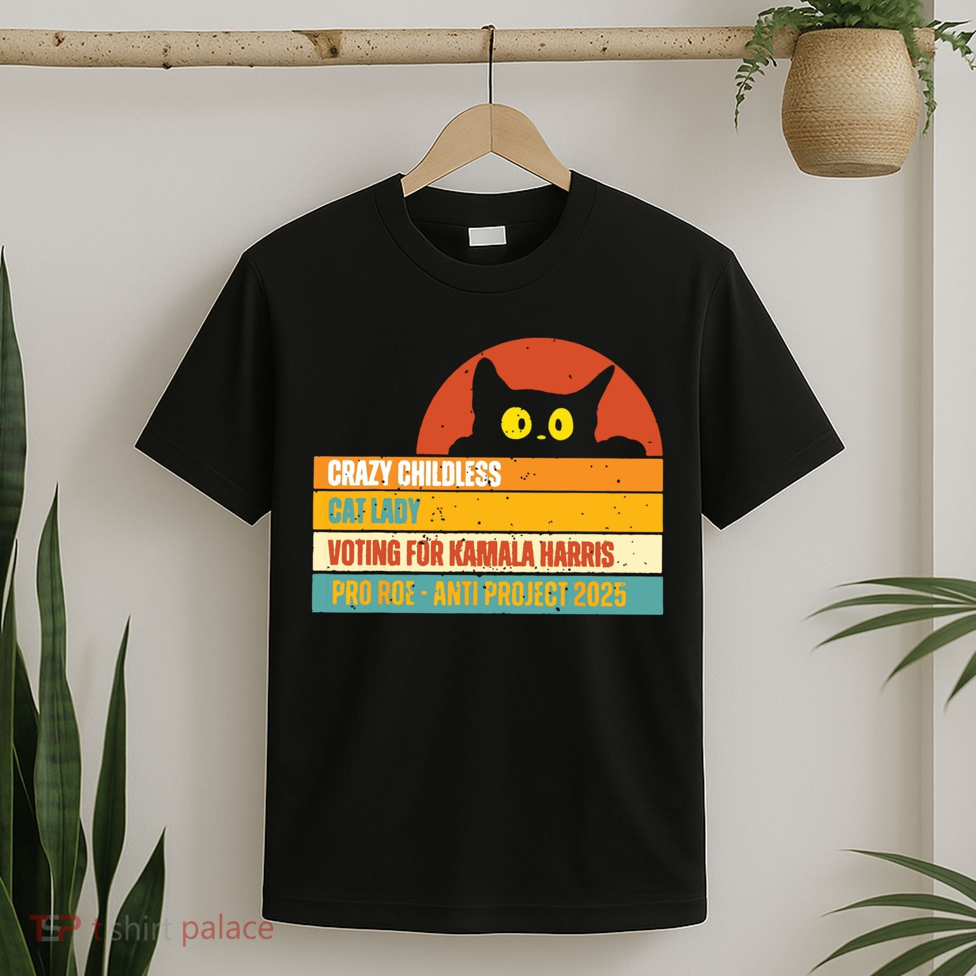 Vintage Childless Cat Ladies For Kamala Harris President 47 T-Shirt