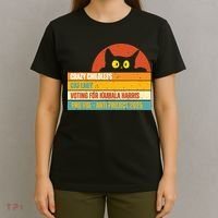 Vintage Childless Cat Ladies For Kamala Harris President 47 T-Shirt thumb 4