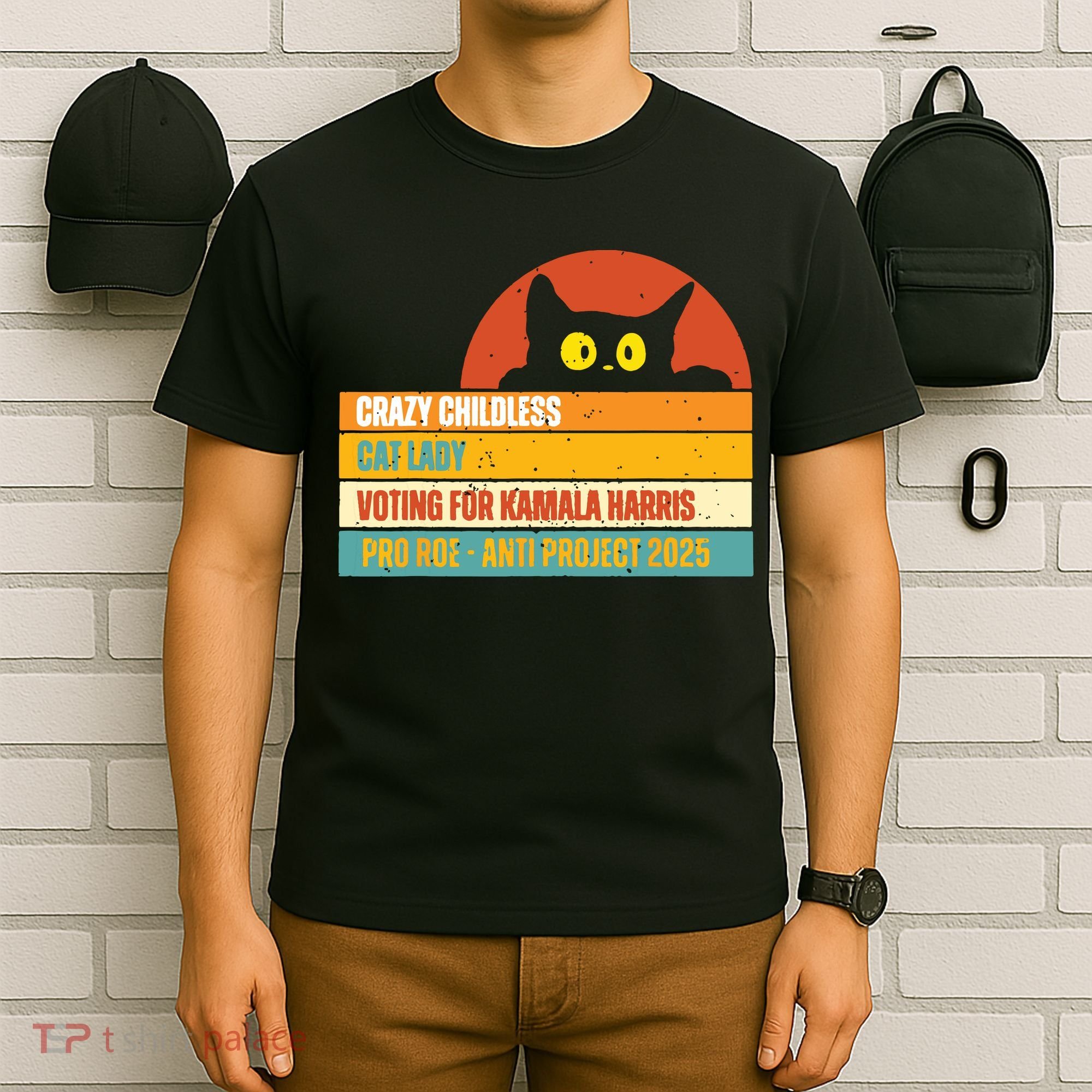 Vintage Childless Cat Ladies For Kamala Harris President 47 T-Shirt