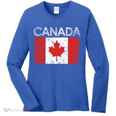 Vintage Canada Canadian Flag Pride Gift Meaningful Gift Women's Long Sleeve Shirt