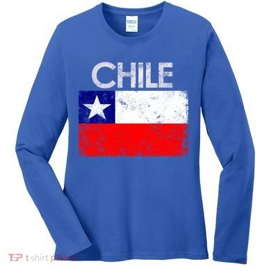 Vintage Chile Chilean Flag Pride Gift Great Gift Women's Long Sleeve Shirt