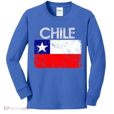 Vintage Chile Chilean Flag Pride Gift Great Gift Kids Long Sleeve Shirt