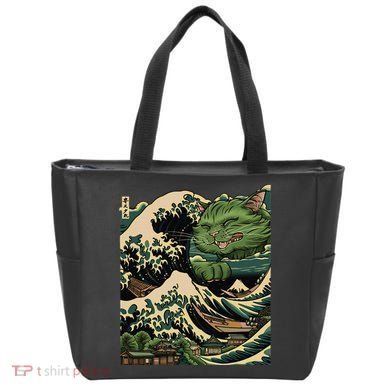 Vintage Catzilla Cat Terror Reigns Tote Bag