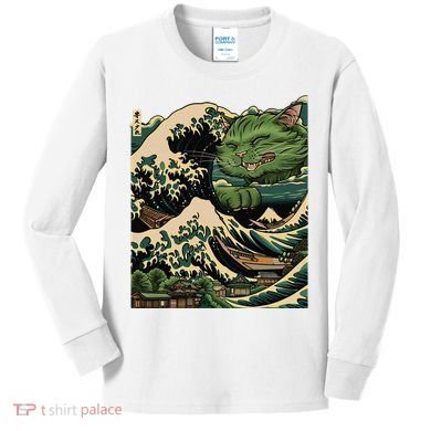 Vintage Catzilla Cat Terror Reigns Kids Long Sleeve Shirt
