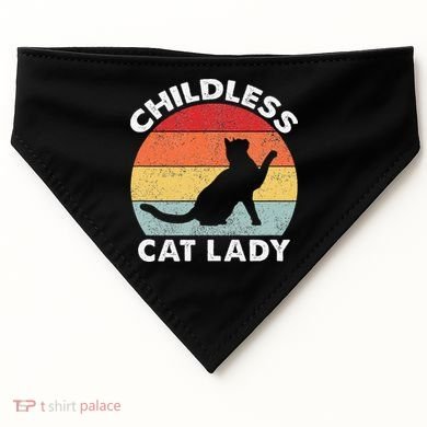 Vintage Childless Cat Lady Gift USA-Made Doggie Bandana