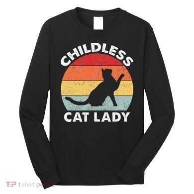 Vintage Childless Cat Lady Gift Long Sleeve Shirt