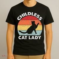 Vintage Childless Cat Lady Gift T-Shirt thumb 3