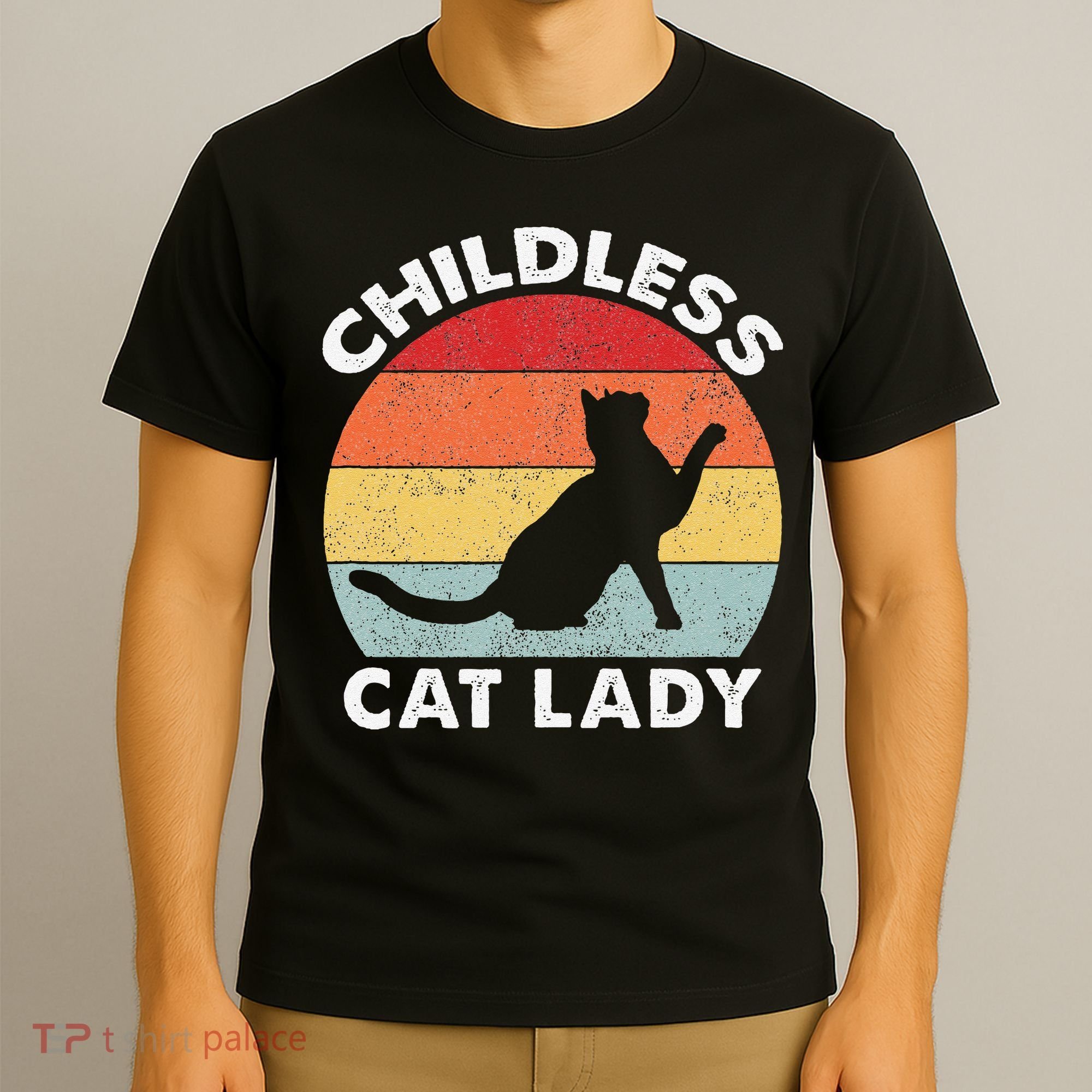 Vintage Childless Cat Lady Gift T-Shirt