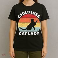 Vintage Childless Cat Lady Gift T-Shirt thumb 4