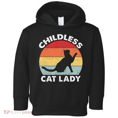Vintage Childless Cat Lady Gift Toddler Hoodie