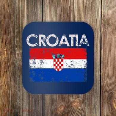 Vintage Croatia Croatian Flag Pride Gift Coaster