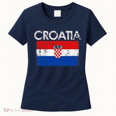 Vintage Croatia Croatian Flag Pride Gift Women's T-Shirt