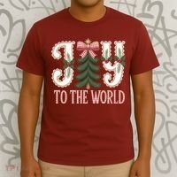 Vintage Cute Christmas Joy To The World T-Shirt thumb 3