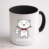 Vampurr Cute Cartoon Vampire Cat Coffee Mug thumb 1