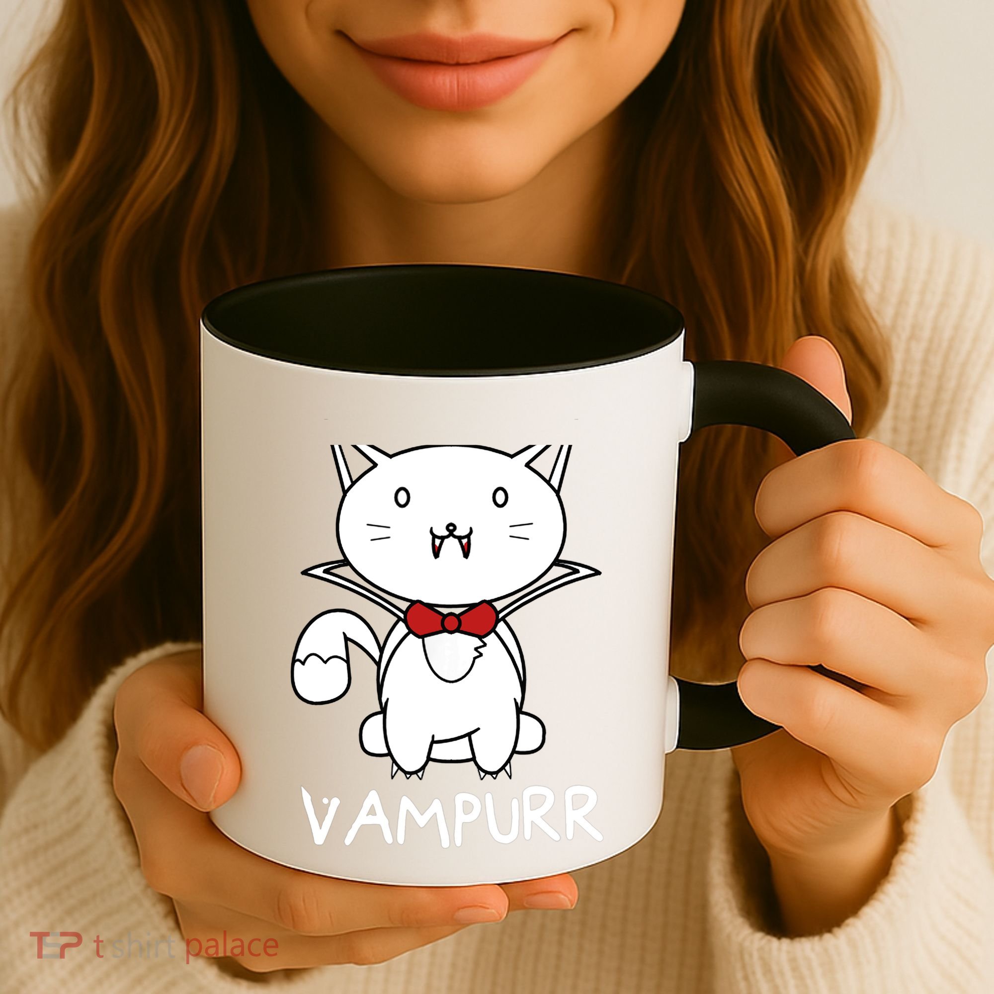 Vampurr Cute Cartoon Vampire Cat Coffee Mug
