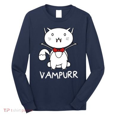 Vampurr Cute Cartoon Vampire Cat Long Sleeve Shirt