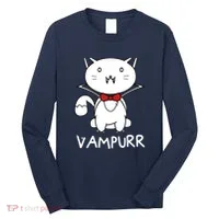Vampurr Cute Cartoon Vampire Cat Long Sleeve Shirt thumb 0