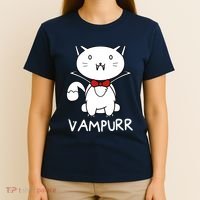 Vampurr Cute Cartoon Vampire Cat T-Shirt thumb 4