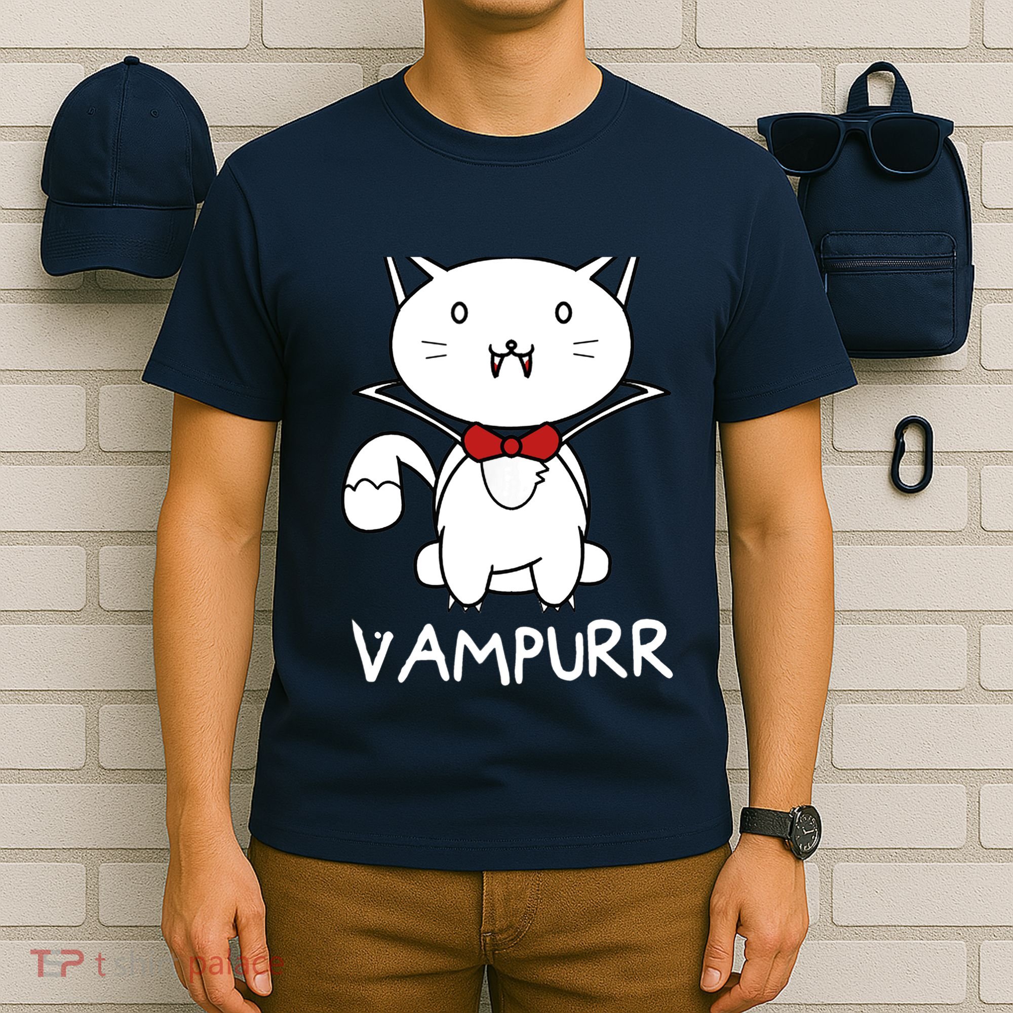 Vampurr Cute Cartoon Vampire Cat T-Shirt