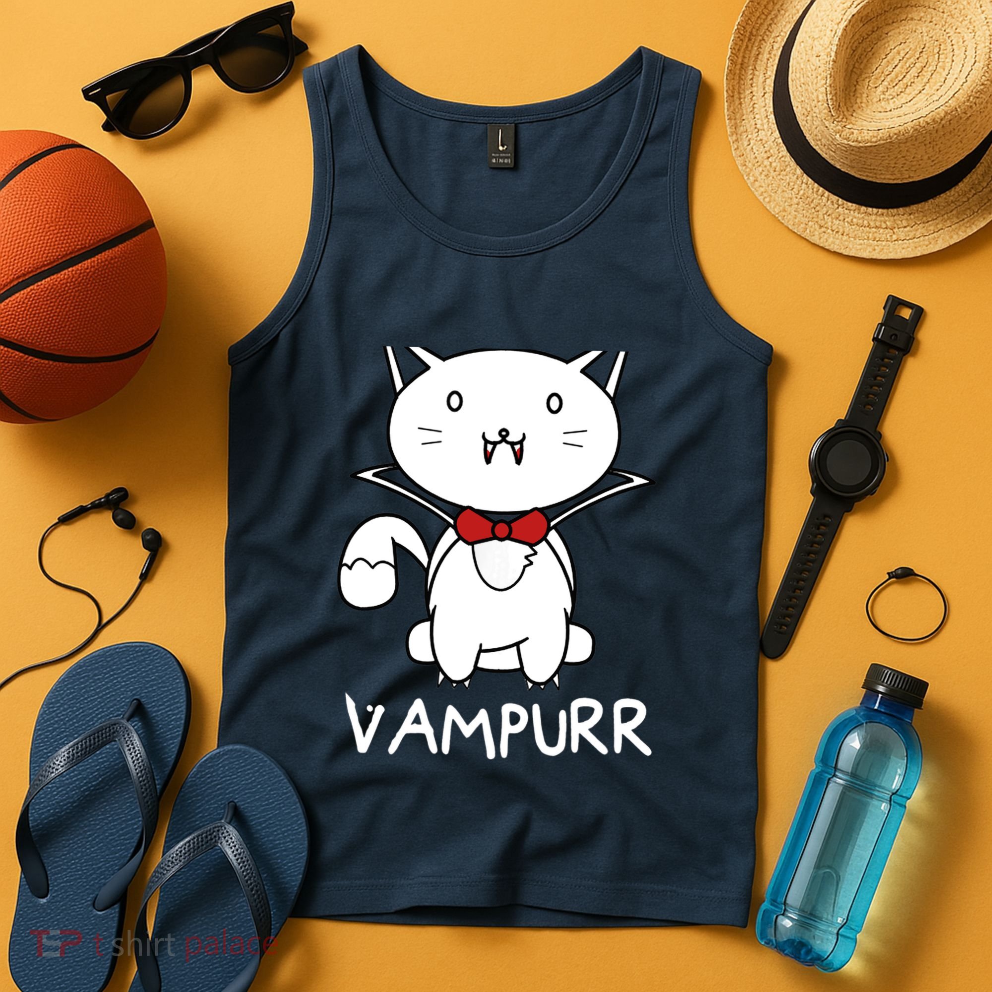 Vampurr Cute Cartoon Vampire Cat Tank Top