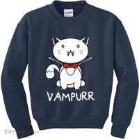 Vampurr Cute Cartoon Vampire Cat Kids Sweatshirt thumb 0