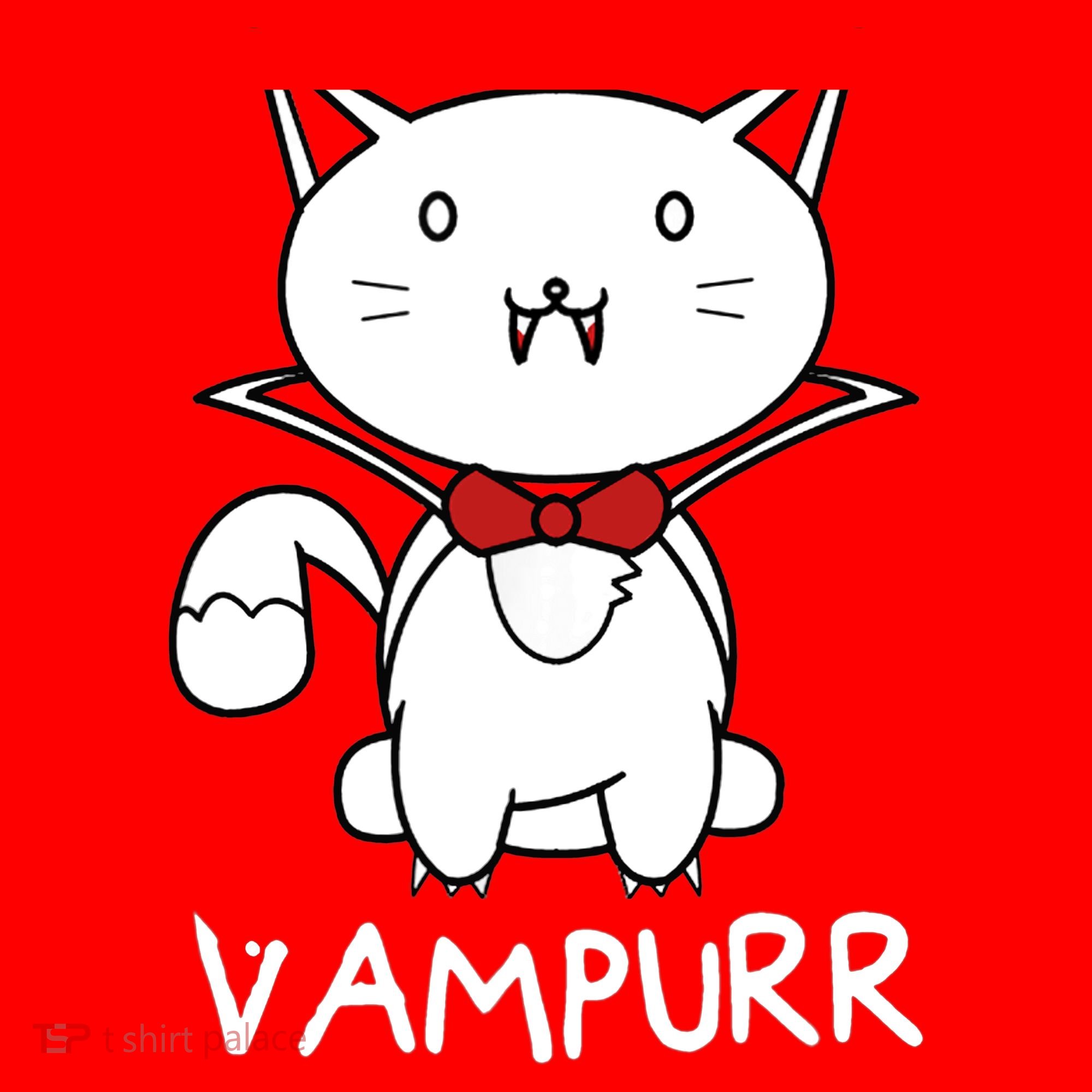 Vampurr Cute Cartoon Vampire Cat Santa Hat