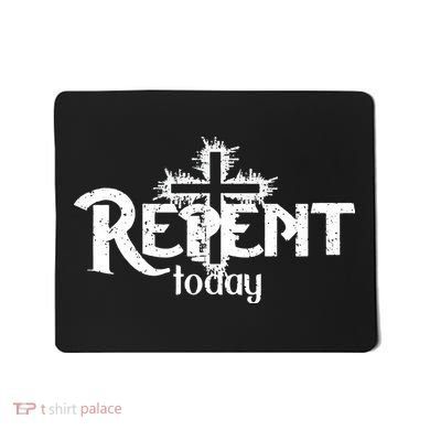 Vintage Christian Cross Design Repent Today Mousepad