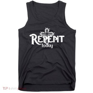 Vintage Christian Cross Design Repent Today Tank Top