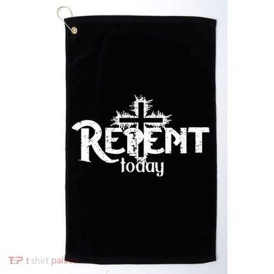 Vintage Christian Cross Design Repent Today Golf Towel