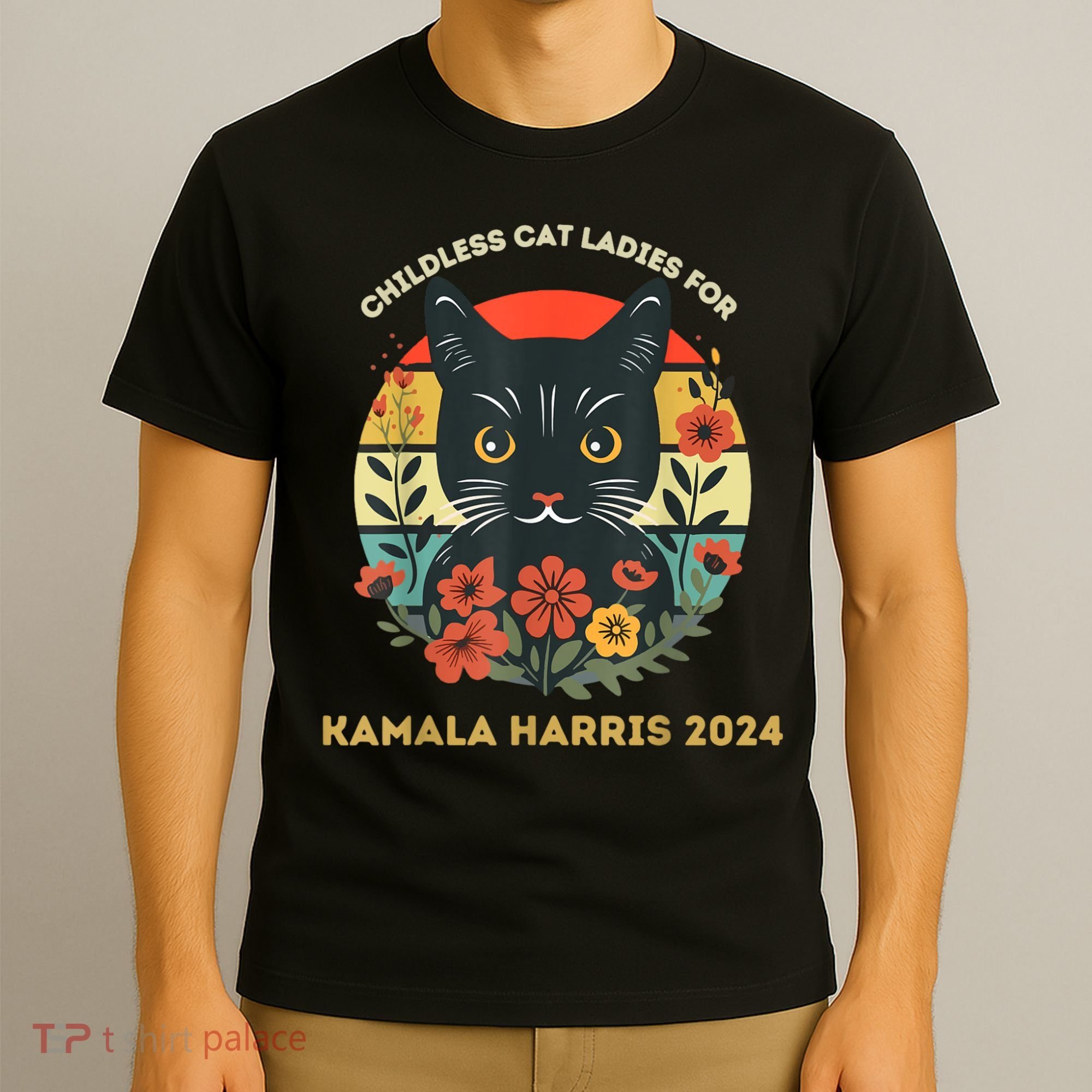 Vintage Childless Cat Ladies For Kamala Harris 2024 Election T-Shirt
