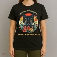 Vintage Childless Cat Ladies For Kamala Harris 2024 Election T-Shirt thumb 4