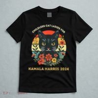 Vintage Childless Cat Ladies For Kamala Harris 2024 Election T-Shirt thumb 5