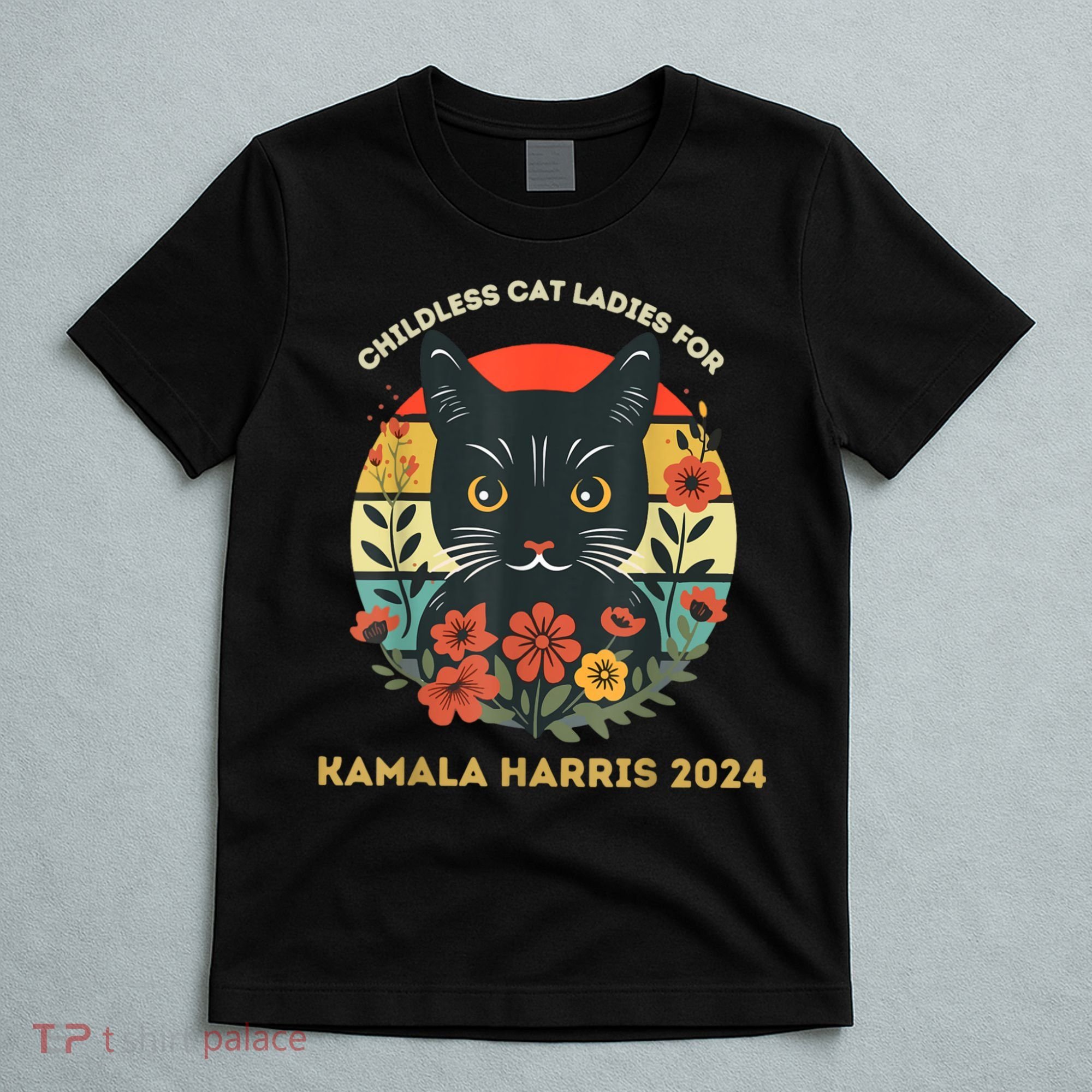 Vintage Childless Cat Ladies For Kamala Harris 2024 Election T-Shirt