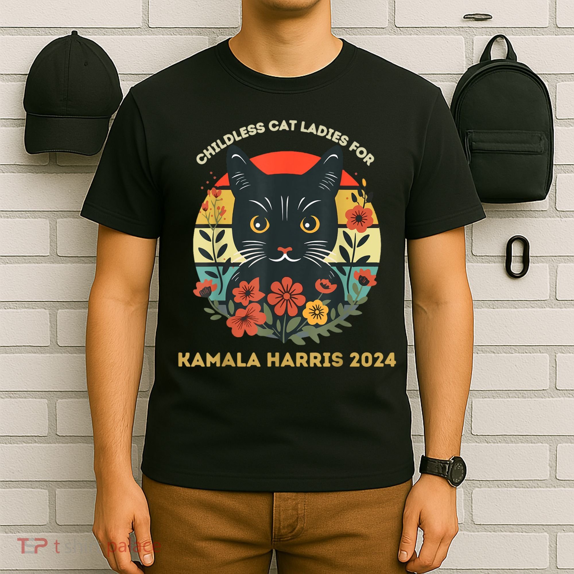 Vintage Childless Cat Ladies For Kamala Harris 2024 Election T-Shirt
