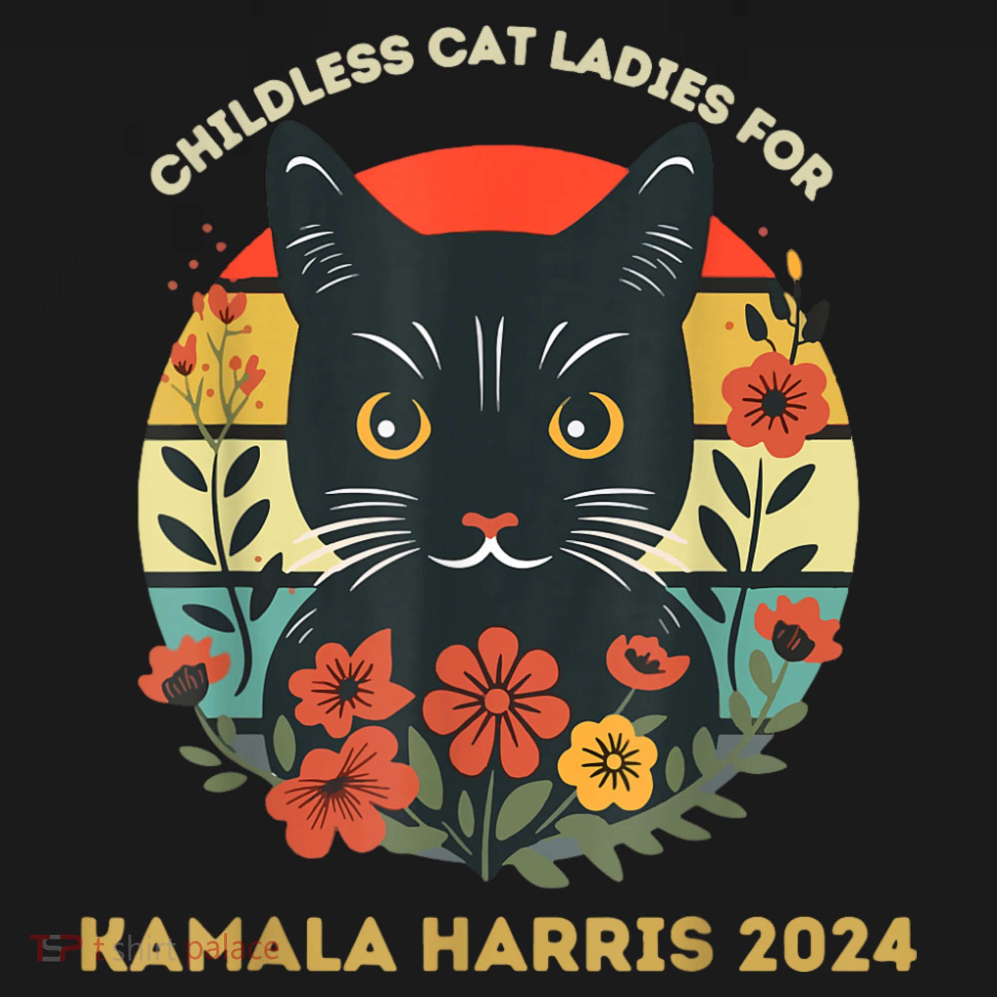 Vintage Childless Cat Ladies For Kamala Harris 2024 Election T-Shirt