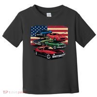 Vintage Classic Cars Muscle Car American Flag Patriotic Toddler T-Shirt thumb 0